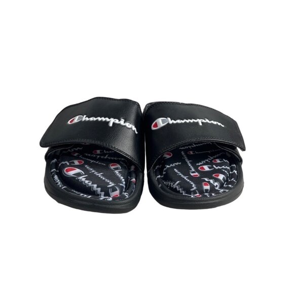 Champion Black Vital Script Slide Women's Slipper Sandals Sz 6W - Picture 2 of 7